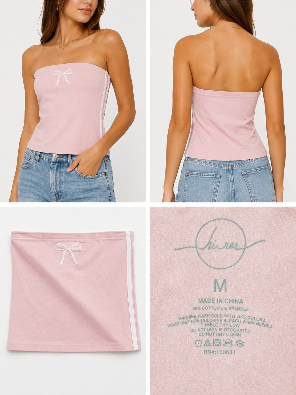 Pink Bow Tube Top – Size Medium NWT